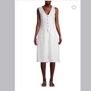 Stripe cotton & linen jumpsuit